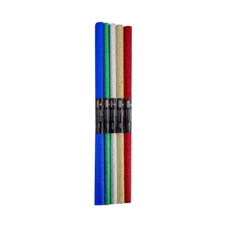 Art & Craft si Artizanat - Hartie creponata Colorarte M01, 25x50cm, diverse culori metalizate, set 5 role