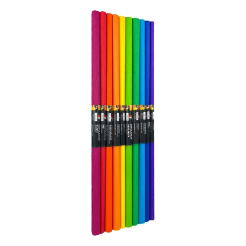 Art & Craft si Artizanat - Hartie creponata Colorarte M02, 50x200cm, diverse culori intense spectrum, set 10 role