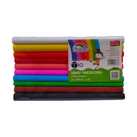 Art & Craft si Artizanat - Hartie creponata Fiorello 170-2300, 25x200cm, diverse culori, set 10 role