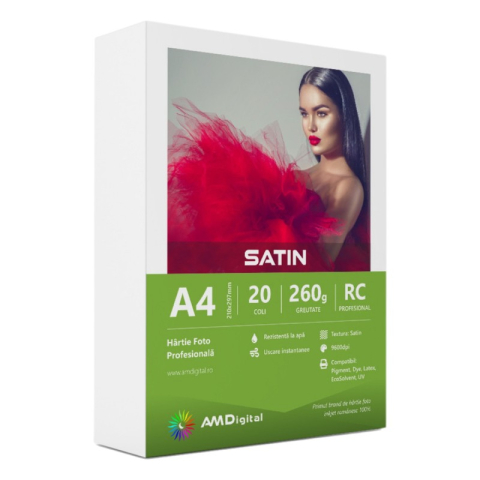 Birotică și Papetărie - Hartie foto AMDigital satin, A4, 260g/mp, top 20 coli