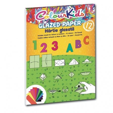 Rechizite Școlare - Hartie glasata a4 12 culori/set colour kids pigna