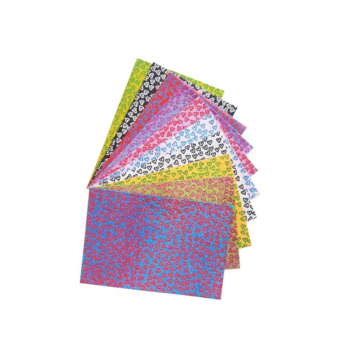 Birotică și Papetărie - Hartie gumata A4 - inima, 2mm, cu sclipici, set 10 coli, Colorarte