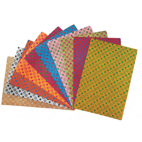 Birotică și Papetărie - Hartie gumata A4 - stea, 2mm, cu sclipici, set 10 coli, Colorarte