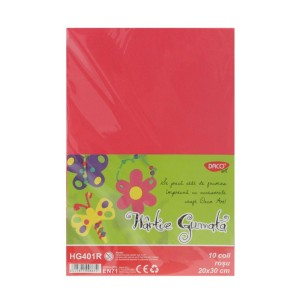 Birotică și Papetărie - Hartie gumata hg401r 20x30 cm 10coli rosu daco