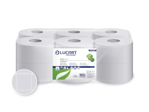 Hartie igienica - Hartie igienica Lucart Eco 19 J, 2 str, alba, 120 m/rola, 12 role/bax