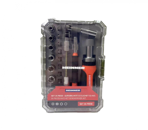 Masini de gaurit si insurubat - Heinner set 35 piese - surubelnita cu clichet cu acc