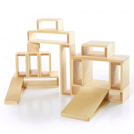 Jucării de stivuit, construit si sortat - Hollow Blocks, blocuri mari de constructie openended, Guidecraft, 3+ ani