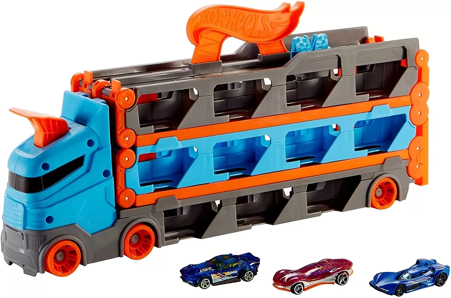 Hot wheels 2 in 1 mega transportator masini pista, copii varsta 4 ani pana la 8 ani [1]