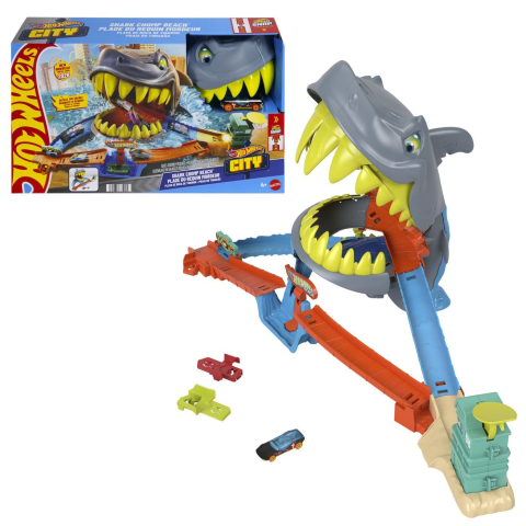 Hot wheels city pista de curse plaja rechinului chomp cu masinuta inclusa copii 4 ani - 9 ani [1]