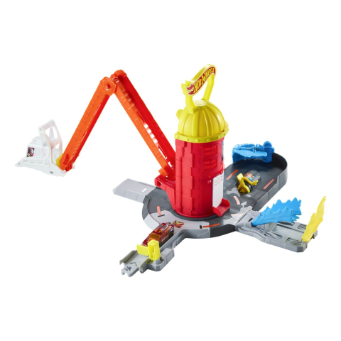 Hot wheels city set de joaca super statie de pompieri cu masinuta inclusa copii 4 ani - 10 ani [1]
