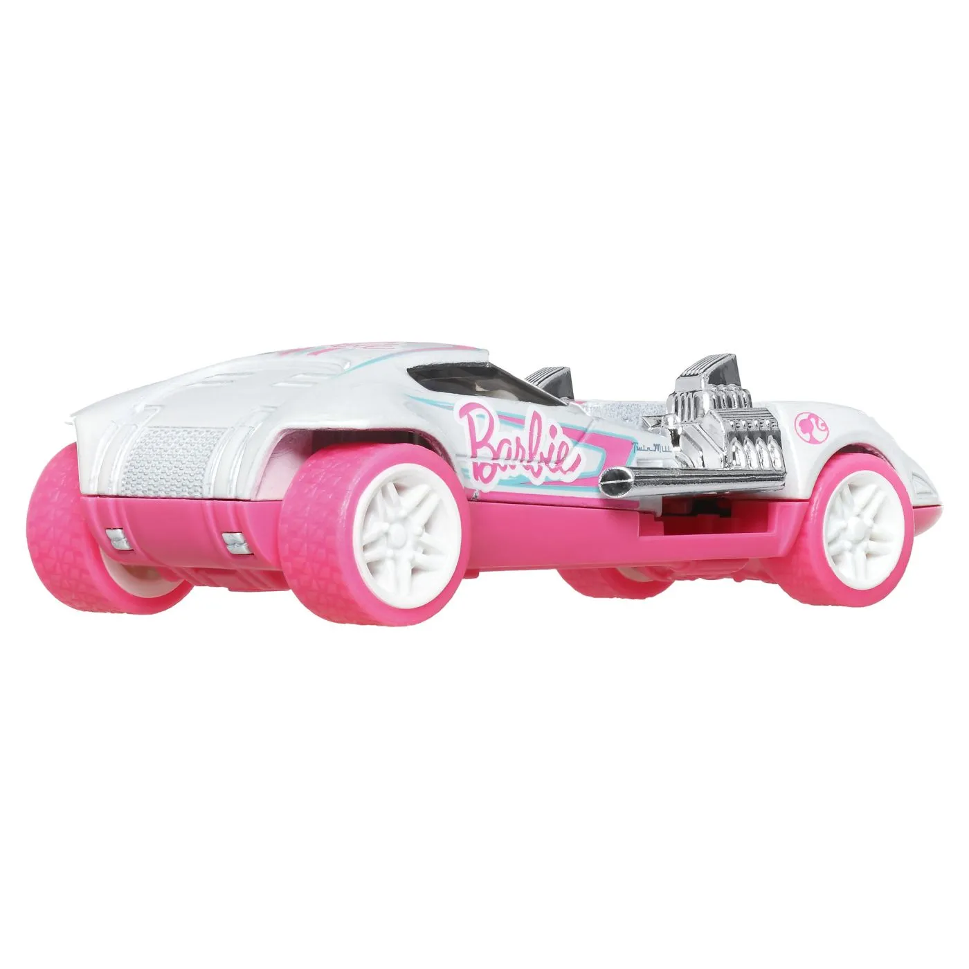 Hot wheels masinuta metalica cu sistem pull back barbie twin mill street power scara 1:43,  3 -7 ani [1]