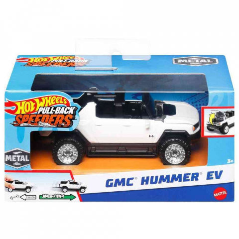 Mașinuțe copii, Camioane de Jucărie - Hot wheels masinuta metalica cu sistem pull back gmc hummer ev scara 1:43, varsta de la 3 ani la 7 ani