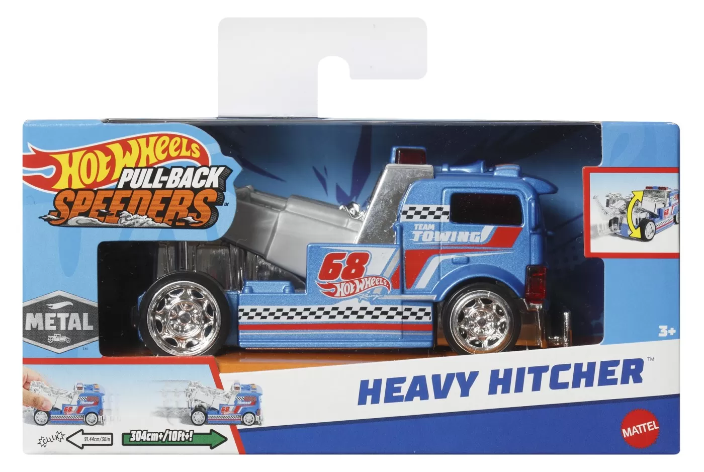 Jucării și Jocuri pentru copii - Hot wheels masinuta metalica cu sistem pull back heavy hitcher scara 1:43, copii 3 ani pana la 7 ani