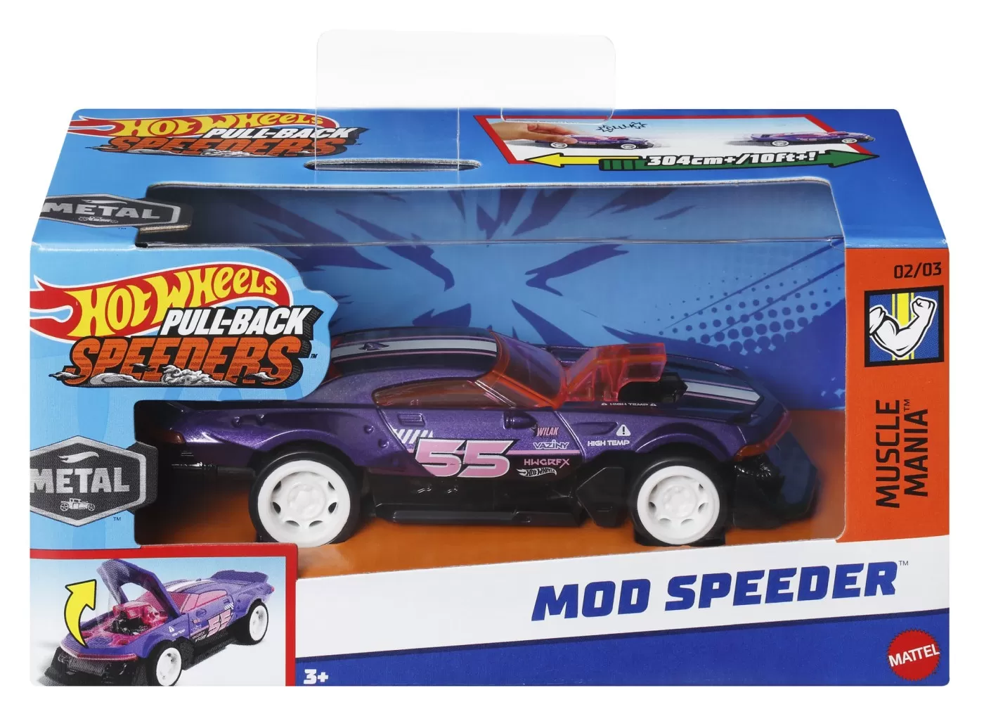 Mașinuțe copii, Camioane de Jucărie - Hot wheels masinuta metalica cu sistem pull back mod speeder scara 1:43, varsta de la 3 ani la 7 ani