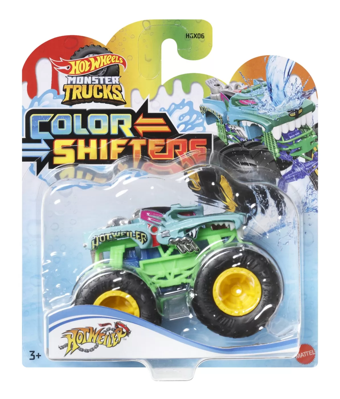 Mașinuțe copii, Camioane de Jucărie - Hot wheels monster truck camion hotweiler cu culori schimbatoare scara 1:64, varsta de la 3 ani la 10 ani