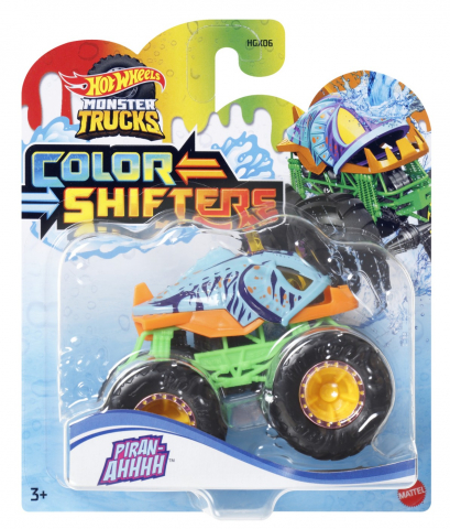Jucării și Jocuri pentru copii - Hot wheels monster truck camion piran-ahhhh cu culori schimbatoare scara 1:64, varsta de la 3 ani la 10 ani
