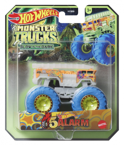 Mașinuțe copii, Camioane de Jucărie - Hot wheels monster truck glow in the dark masinuta 5 alarm scara 1:64, varsta de la 3 ani la 7 ani