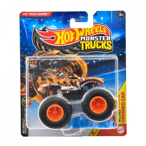 Mașinuțe copii, Camioane de Jucărie - Hot wheels monster truck masinuta tiger shark scara 1:64, varsta de la 3 ani la 14 ani