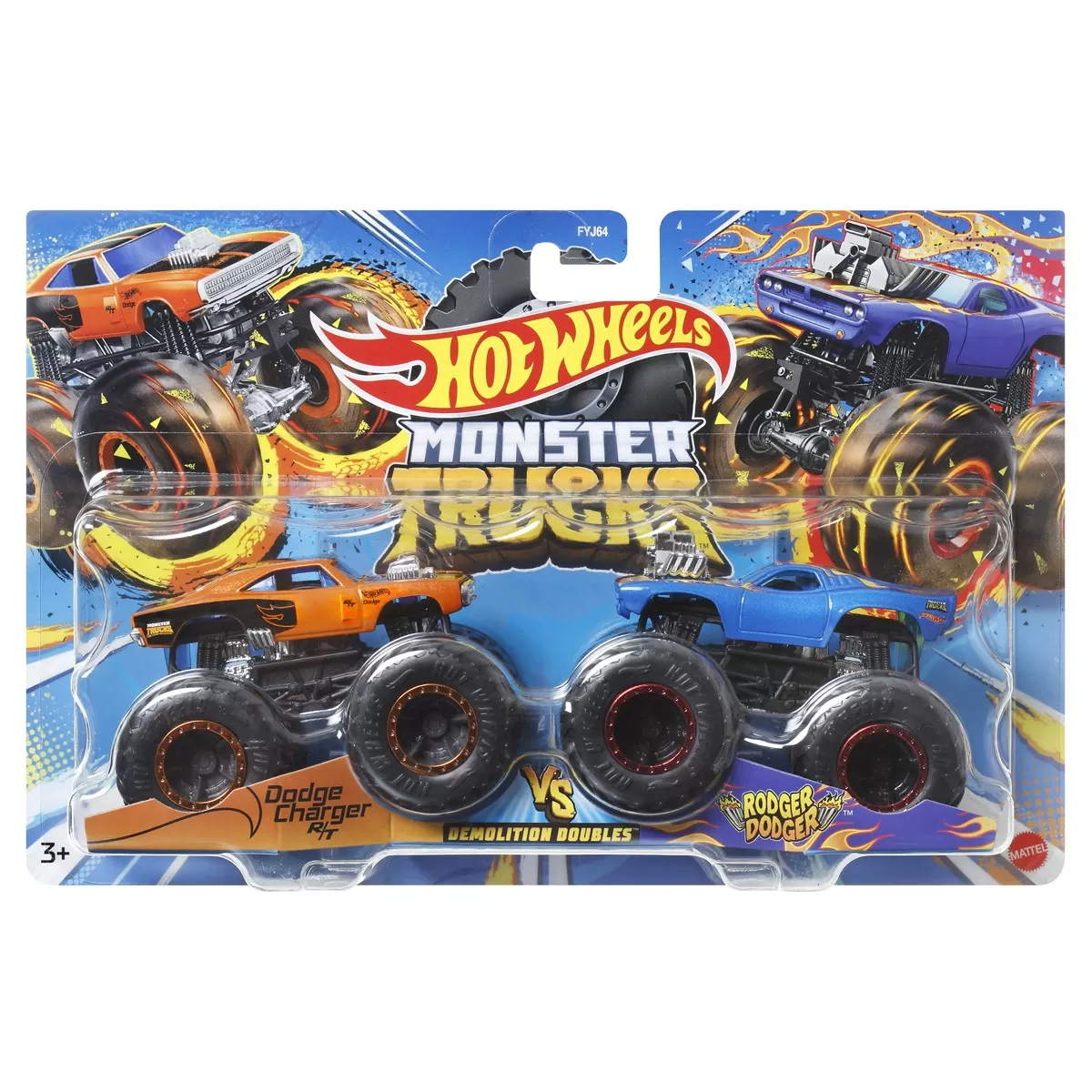 Mașinuțe copii, Camioane de Jucărie - Hot wheels monster truck set 2 masini scara 1 la 64 dodger charger si rodger dodger, varsta de la 3 ani la 14 ani