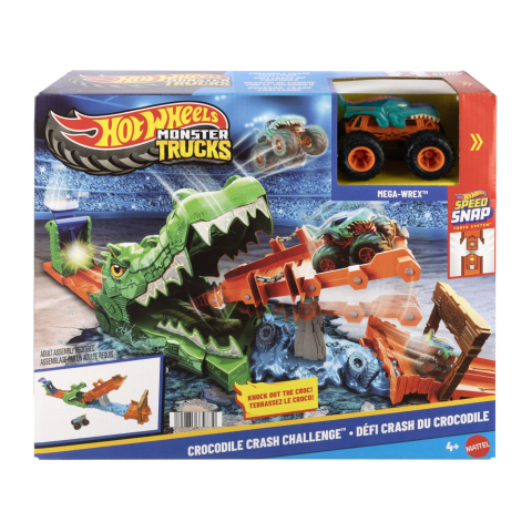 Jucării și Jocuri pentru copii - Hot wheels monster truck set de joaca provocarea crocodilului cu masinuta mega wrex