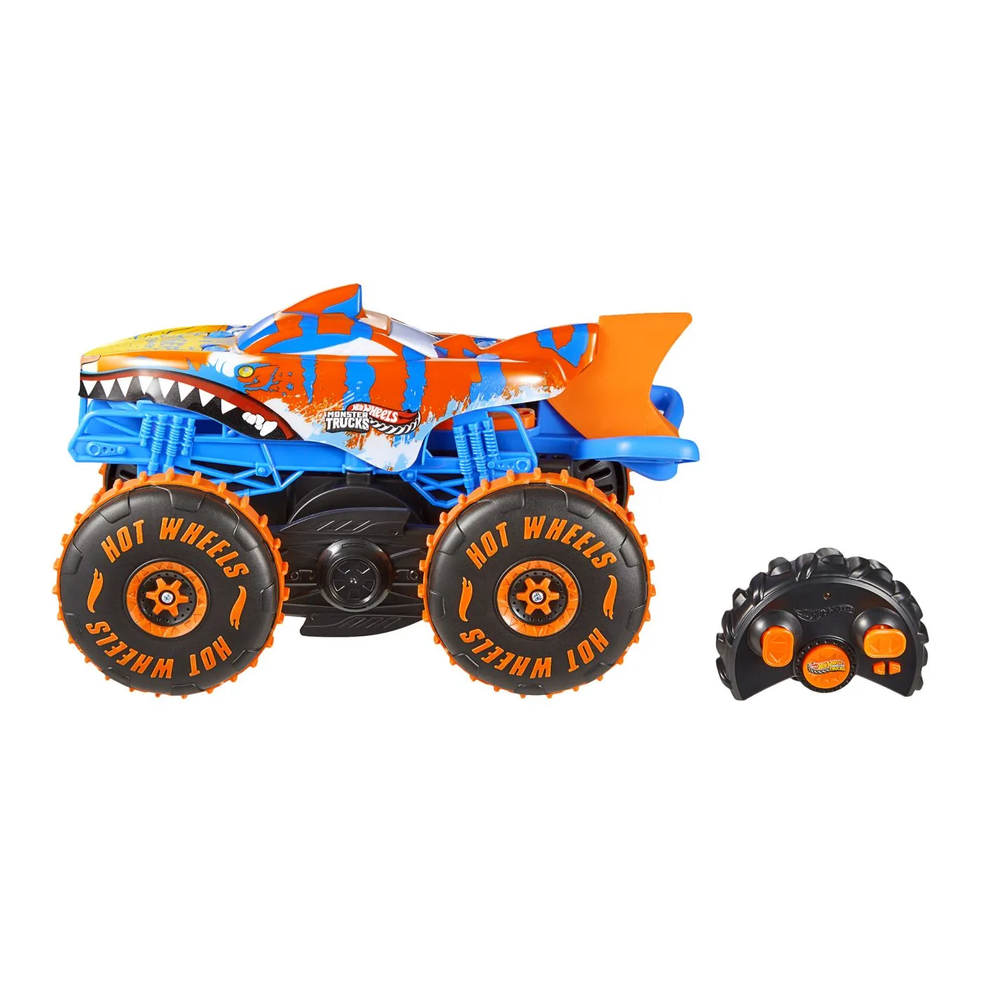 Hot wheels monster truck sharks vs dinos masina cu telecomanda tiger shark climber, copii 5 -9 ani [5]