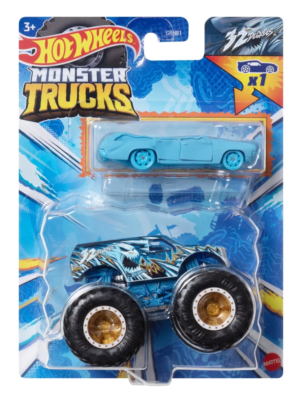 Mașinuțe copii, Camioane de Jucărie - Hot wheels monster truck si masinuta metalica 32 degrees, varsta de la 3 ani la 12 ani