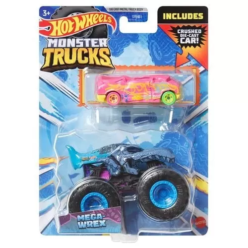 Mașinuțe copii, Camioane de Jucărie - Hot wheels monster truck si masinuta metalica mega wrex, varsta de la 3 ani la 12 ani