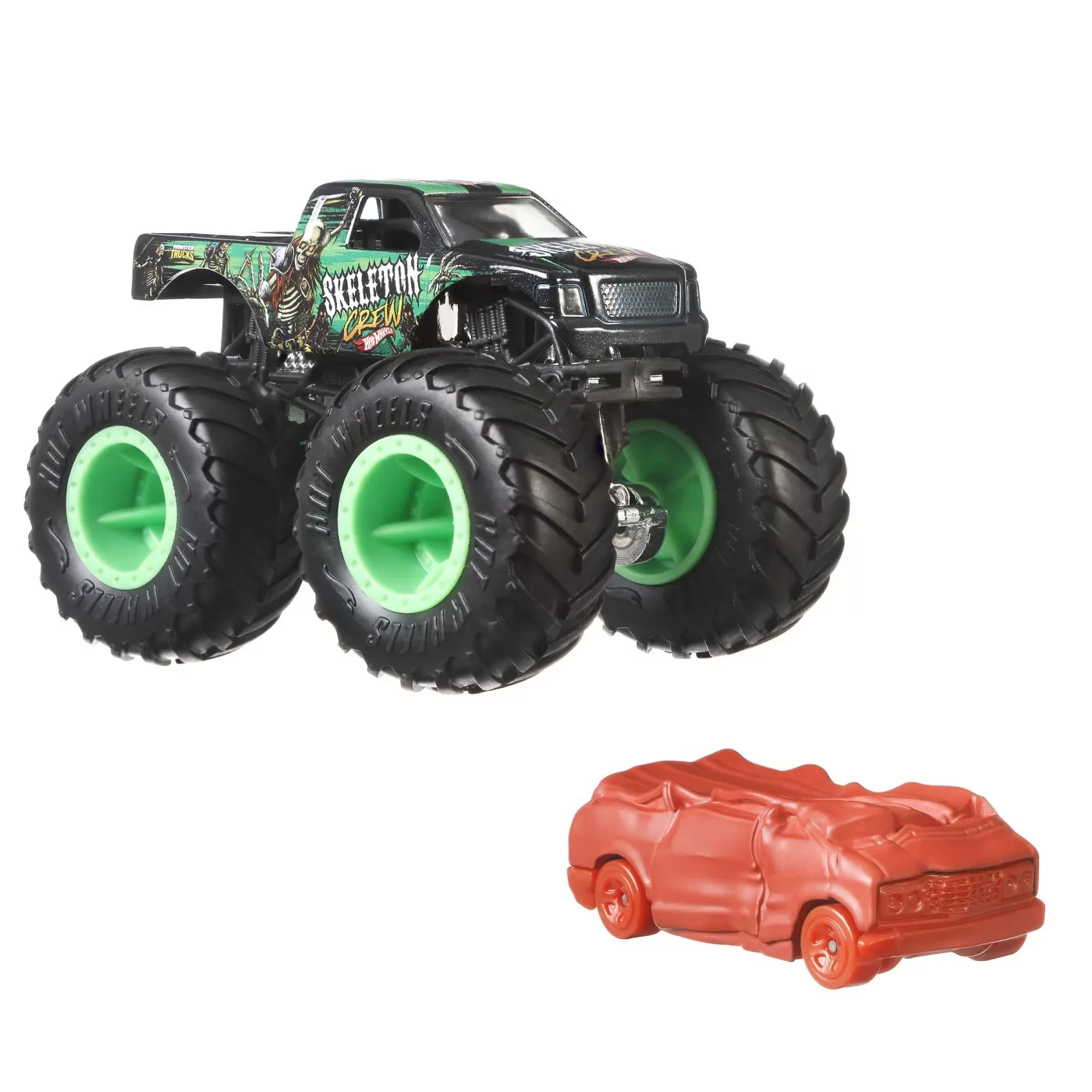 Hot wheels monster truck si masinuta metalica skeleton crew, varsta de la 3 ani la 12 ani [1]