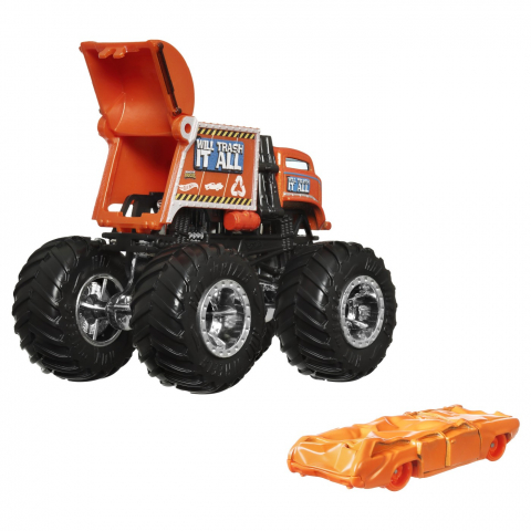 Hot wheels monster truck si masinuta metalica will trash it all, varsta de la 3 ani la 12 ani [1]