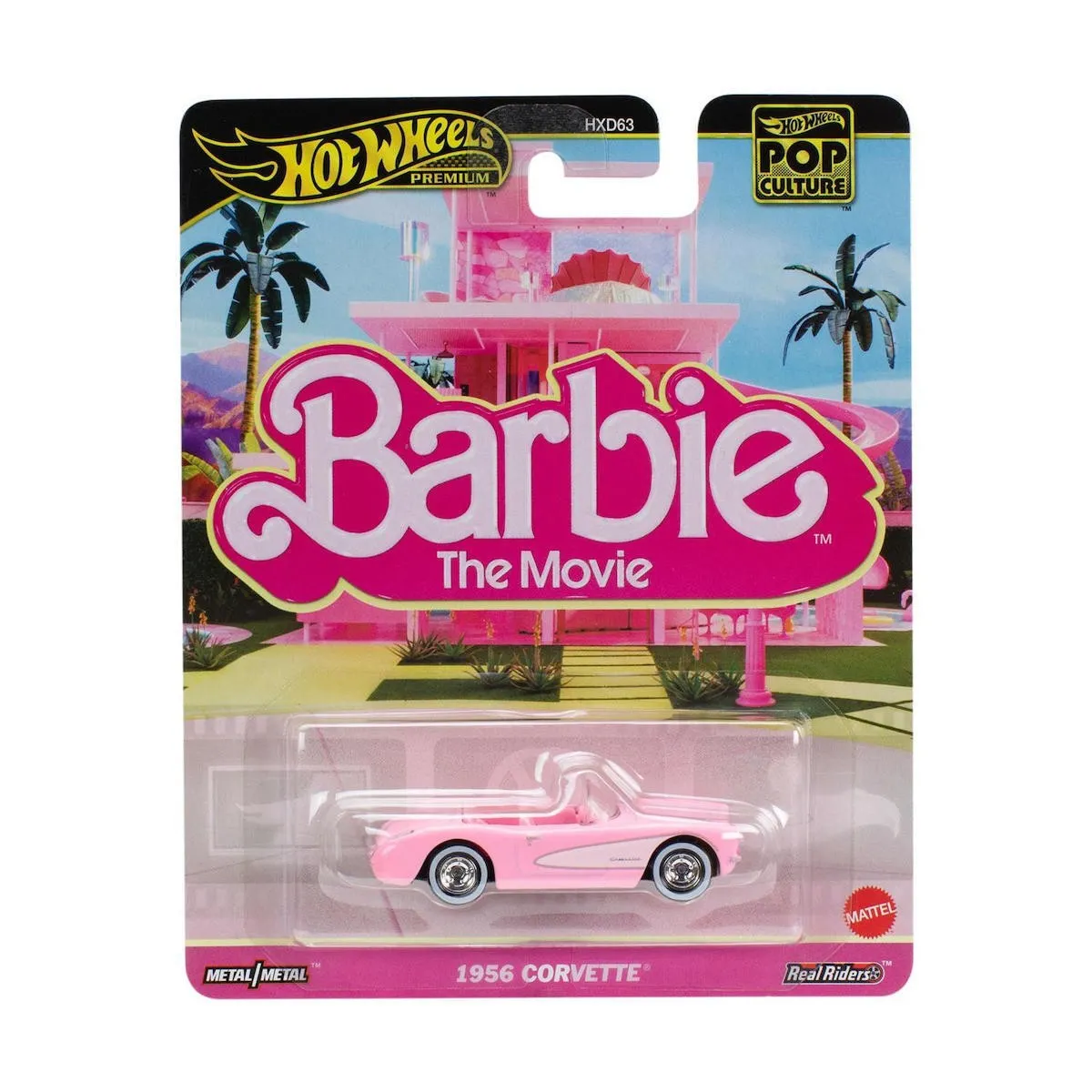 Jucării și Jocuri pentru copii - Hot wheels pop culture barbie the movie masinuta metalica 1956 corvette scara 1:64, copii 3 -7 ani