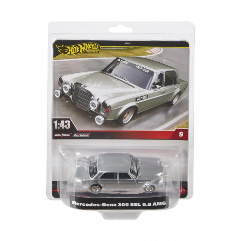 Mașinuțe copii, Camioane de Jucărie - Hot wheels premium real riders masinuta metalica mercedes benz 300 sel 6.8 amg scara 1:43, varsta de la 3 ani la +15 ani