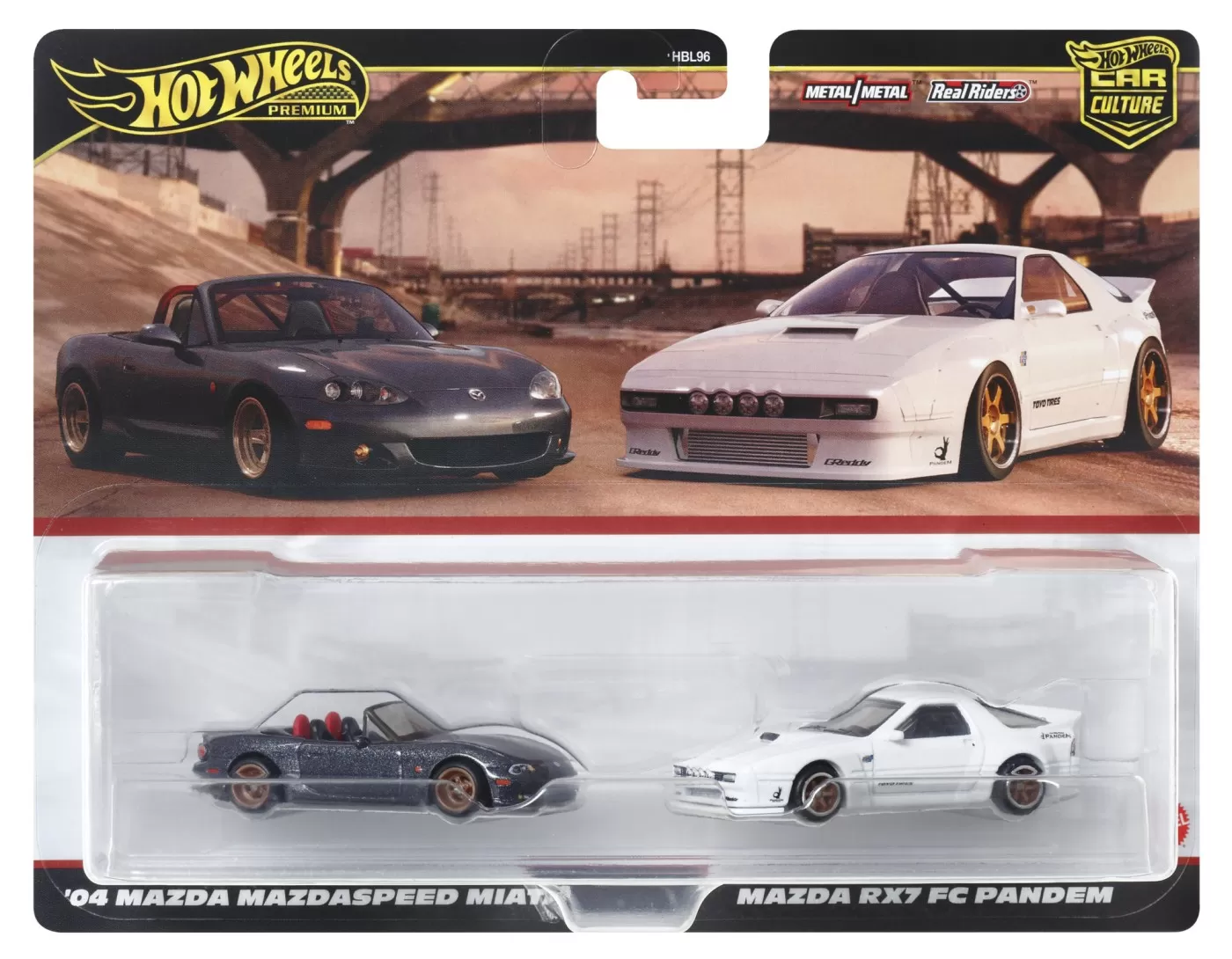 Mașinuțe copii, Camioane de Jucărie - Hot wheels premium set 2 masinute metalice mazdaspeed miata si mazda rx7 fc pandem scara 1:64, varsta de la 3 ani la +15 ani