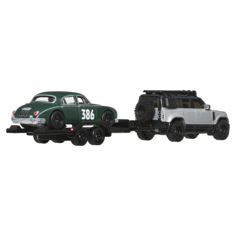 Hot wheels transportator land rover defender 110 2023 cu masinuta jaguar mk1 scara 1 la 64 copii cu varsta peste 3 ani [2]