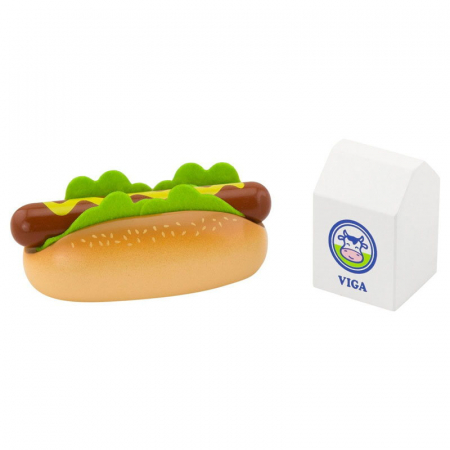 Jucării și Jocuri pentru copii - Hotdog si lapte jucarie din lemn