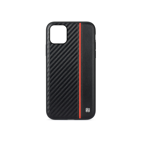 Husa iPhone 11 Pro Max Meleovo Carbon Black & Red (placuta metalica integrata) [4]