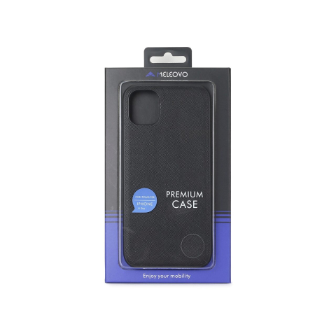 Husa iPhone 11 Pro Meleovo Saffiano Magnetic Black (placuta metalica integrata) [2]