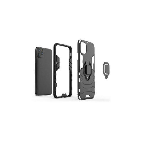 Husa iPhone 12 / 12 Pro Lemontti Ring Armor Kickstand Negru [1]