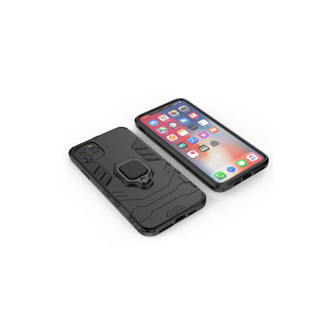 Laptop, Tablete & Telefoane - Husa iPhone 12 Pro Max Lemontti Ring Armor Kickstand Negru