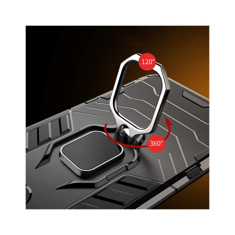 Husa iPhone 12 Pro Max Lemontti Ring Armor Kickstand Negru [2]