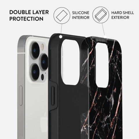 Laptop, Tablete & Telefoane - Husa iPhone 14 Pro Burga Dual Layer Rose Gold Marble
