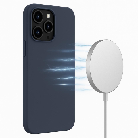 Husa iPhone 14 Pro Max Lemontti Liquid Silicon MagCharge Dark Blue [1]