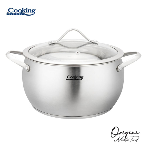 Vase pentru gatit - SEMIOALA INOX+CAPAC 22x11.5L, 4.3L, NICOLAI TAND, ORIGINI, COOKING BY HEINNER