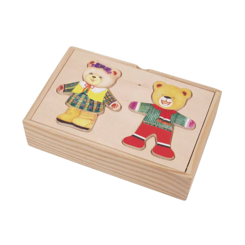 Jucării și Jocuri pentru copii - Imbraca mini ursuletii din lemn!, copii varsta 2-5 ani