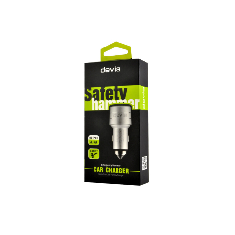 Incarcator Auto 3.5A Devia Battle Dual USB True Black - Emergency Hammer [2]