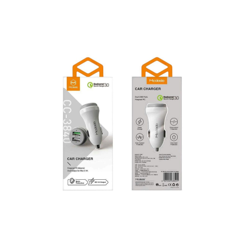 Incarcator Auto Qualcomm 3.0 5.4A Mcdodo Dual USB White (1xUSB QC3.0 si 1xUSB 2.0) [1]