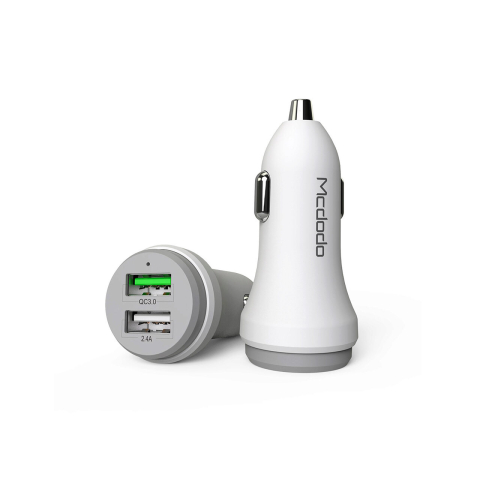 Laptop, Tablete & Telefoane - Incarcator Auto Qualcomm 3.0 5.4A Mcdodo Dual USB White (1xUSB QC3.0 si 1xUSB 2.0)