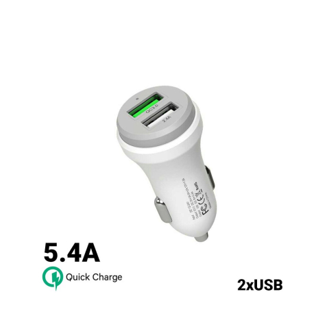 Incarcator Auto Qualcomm 3.0 5.4A Mcdodo Dual USB White (1xUSB QC3.0 si 1xUSB 2.0) [2]