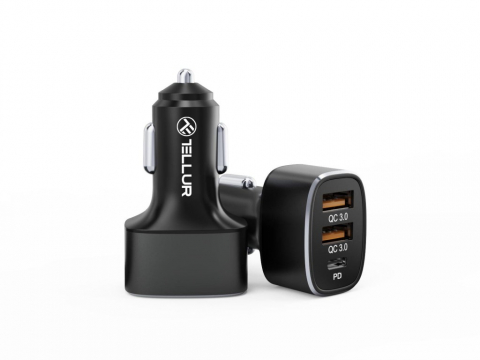 Incarcatoare - Încărcător auto Tellur FCC9, 56W, 9A (2xQC3.0 + PD20W), negru