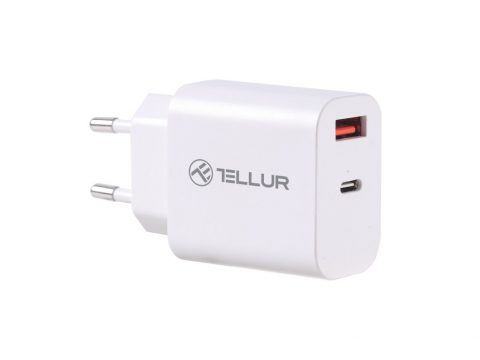Încărcător priză Tellur PDHC101 cu două porturi, PD 20W + QC3.0 18W, alb [4]