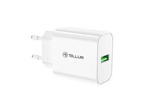 Incarcatoare - Încărcător priză Tellur USB-A QC3.0, 18W, alb